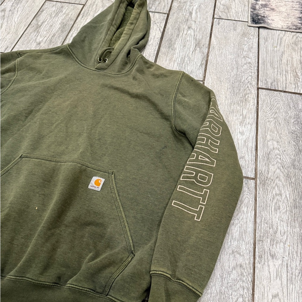 Carhartt  Hooded Sweatshirt - Olive Green men’s size L - Picture 3 of 8